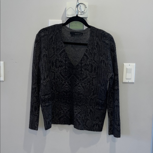 360 Cashmere Snake Print Vneck Sweater - Picture 3 of 8